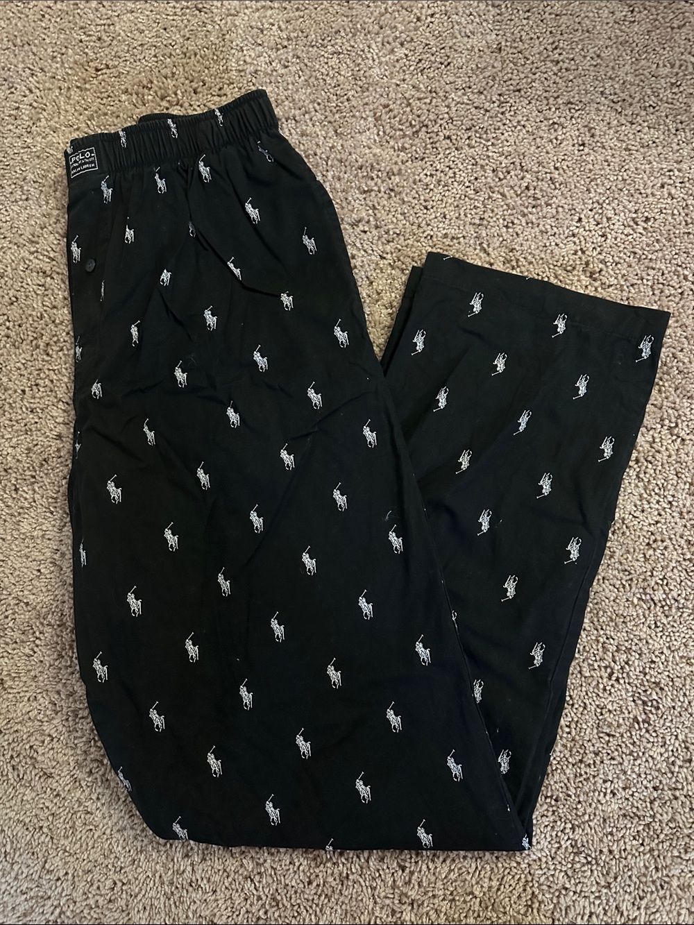 Polo by Ralph Lauren Black Logo-Pattern Men's pajama Pants